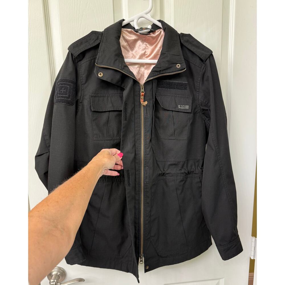 5.11 Tactical Women Large Black Ripstop Taclite M-65 Lined Pea Coat 68000 Jacket